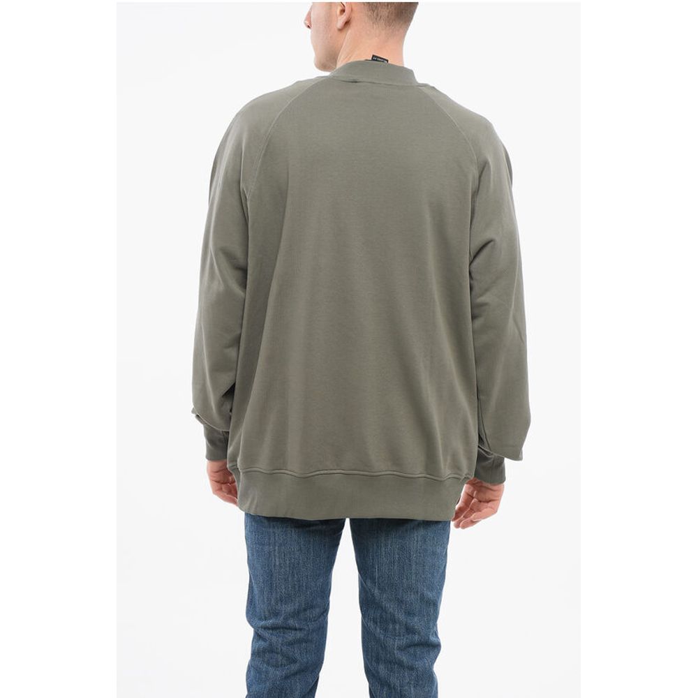 Versace JEANS COUTURE Crew Neck Brushed Cotton Sweatshirt with Print