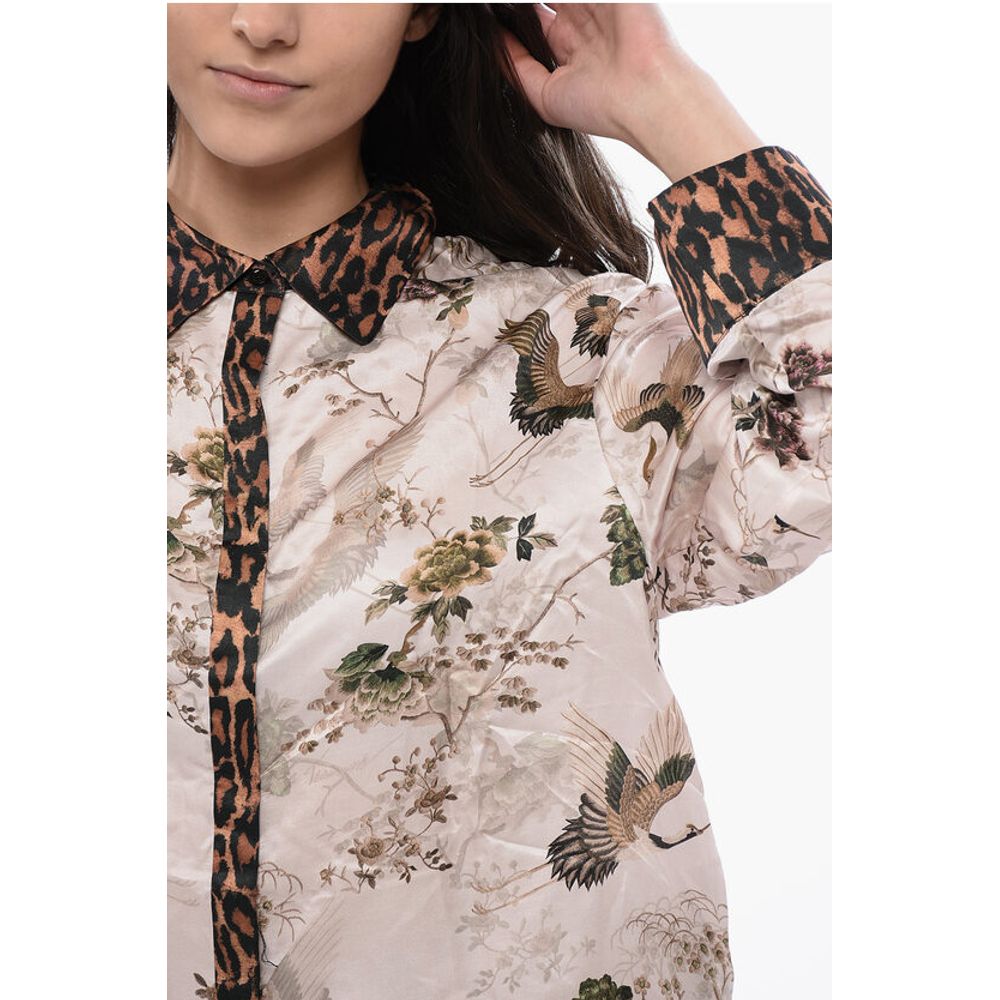 AllSaints Printed Satin SOFI Blouse With Hidden Closure