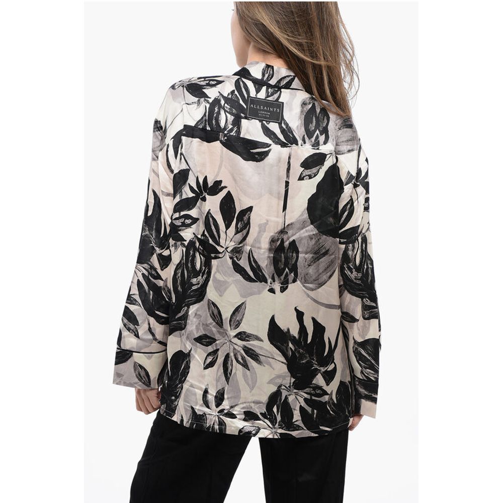 AllSaints Plant Motif Satin SOFI Blouse