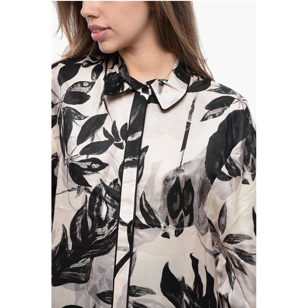 AllSaints Plant Motif Satin SOFI Blouse