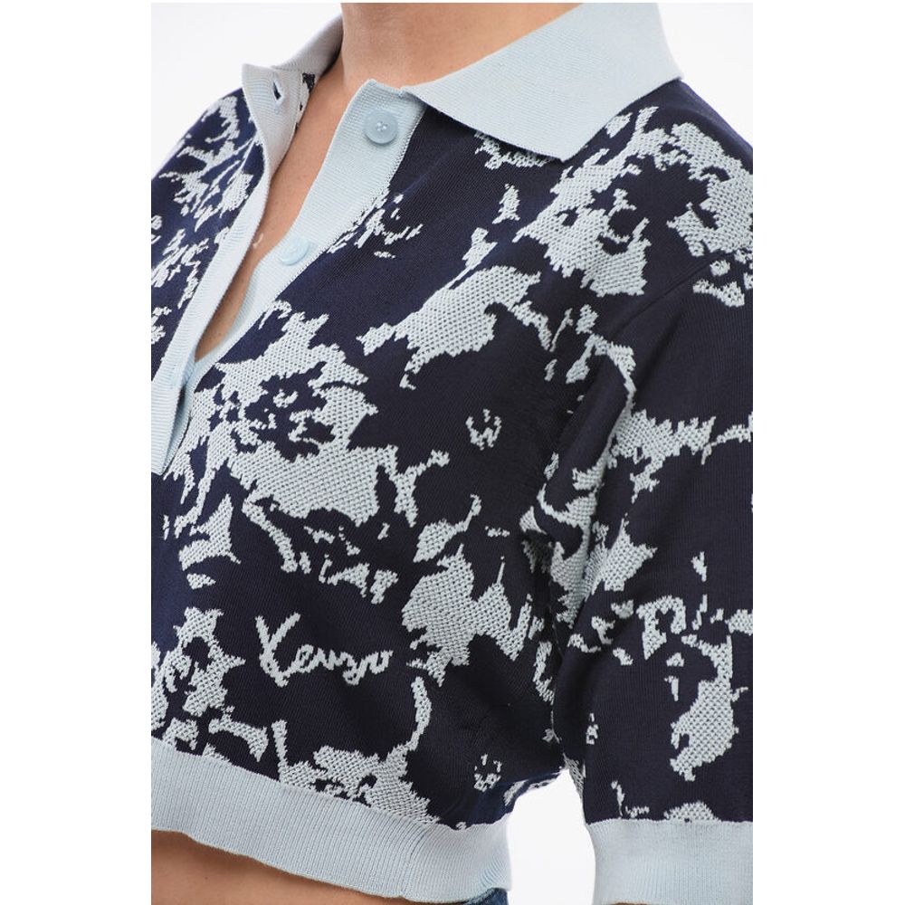 Kenzo Jacquard Cotton Blend Cropped Fit Polo