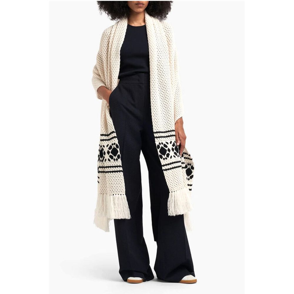 Max Mara Crochet Wool and Cashmere PEPLO Scarf