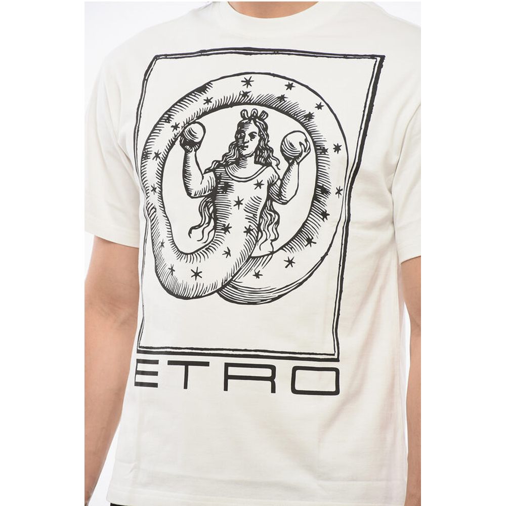 Etro Crew Neck Cotton T-Shirt with Front Print