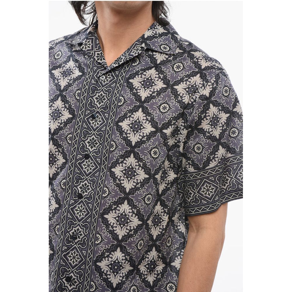Etro Cotton MAIOLICA Bowling Shirt with Geometric Pattern