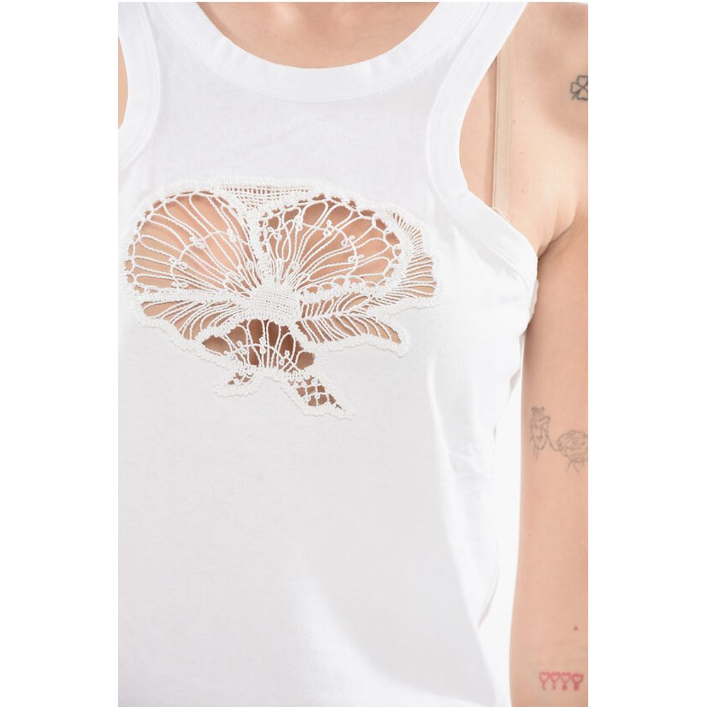 Stella McCartney Cotton Tank Top with Crochet Cut-out