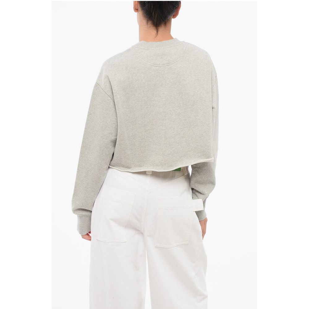 Stella McCartney Cropped Fit Sweatshirt with Raw-cut Hem and Logo Patch