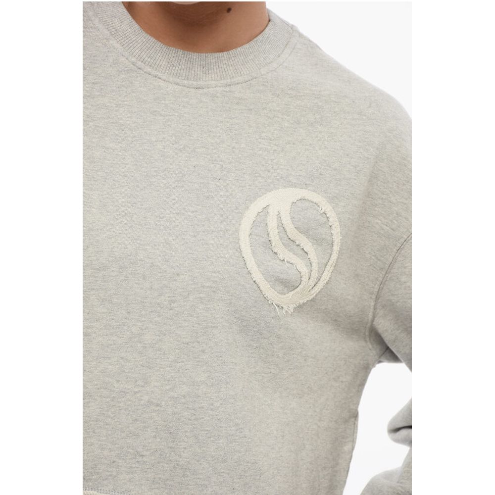 Stella McCartney Cropped Fit Sweatshirt with Raw-cut Hem and Logo Patch