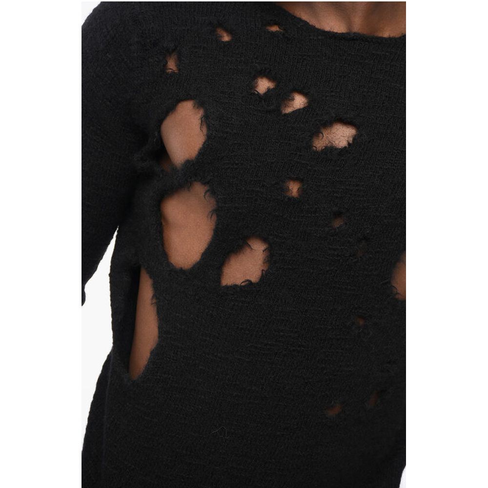 Comme Des Garçons BLACK Crew Neck Distressed Wool Pullover