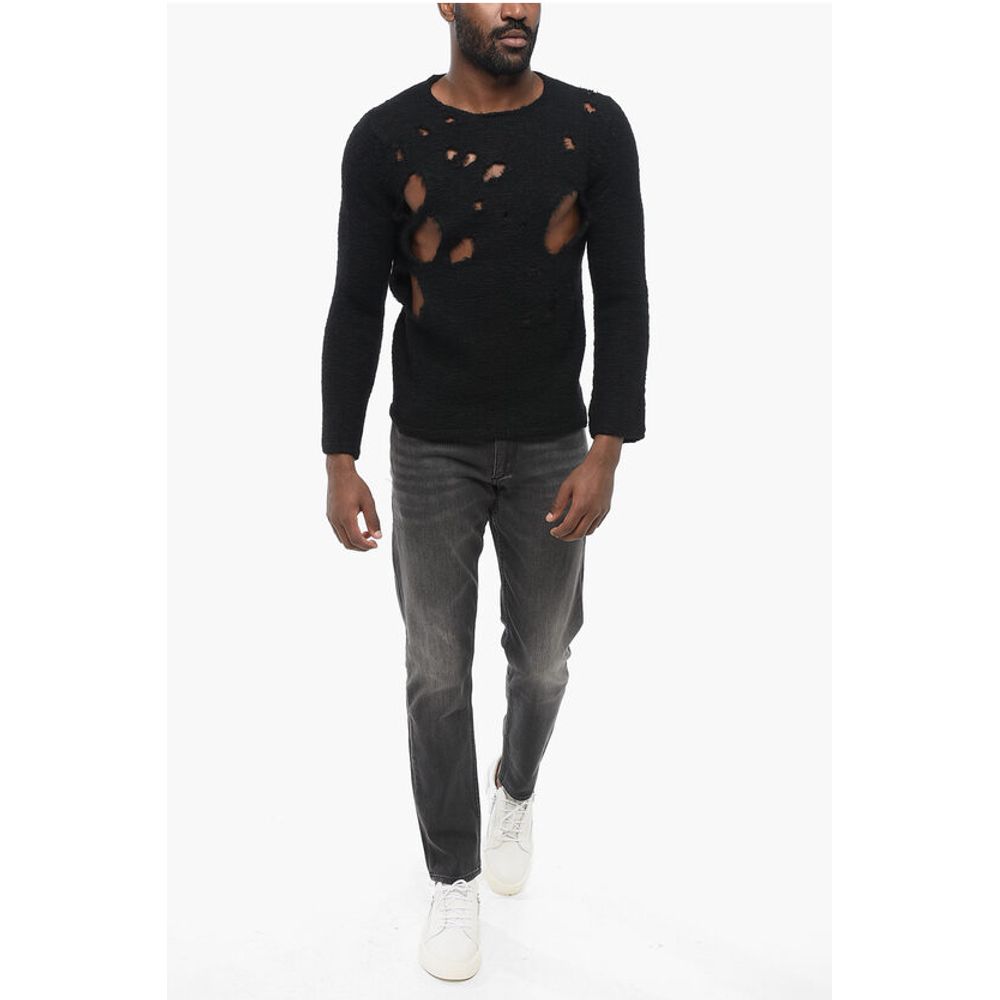 Comme Des Garçons BLACK Crew Neck Distressed Wool Pullover