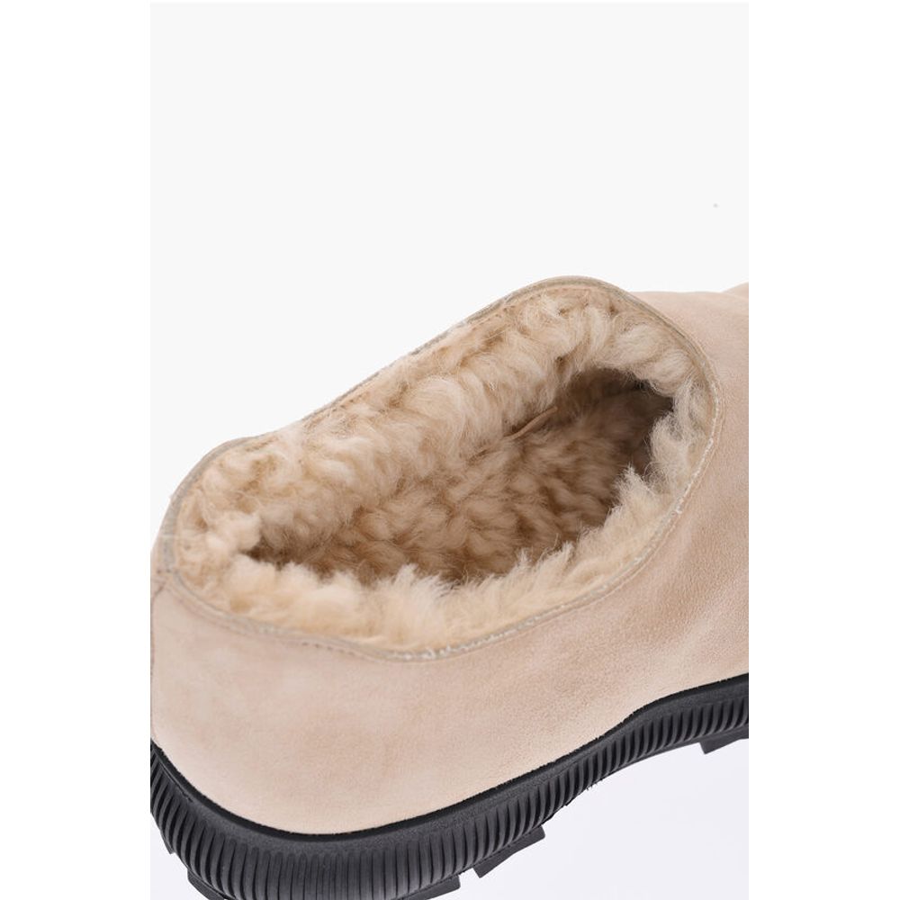 Jil Sander Suede Slip-on Sneakers with Shearling Lining