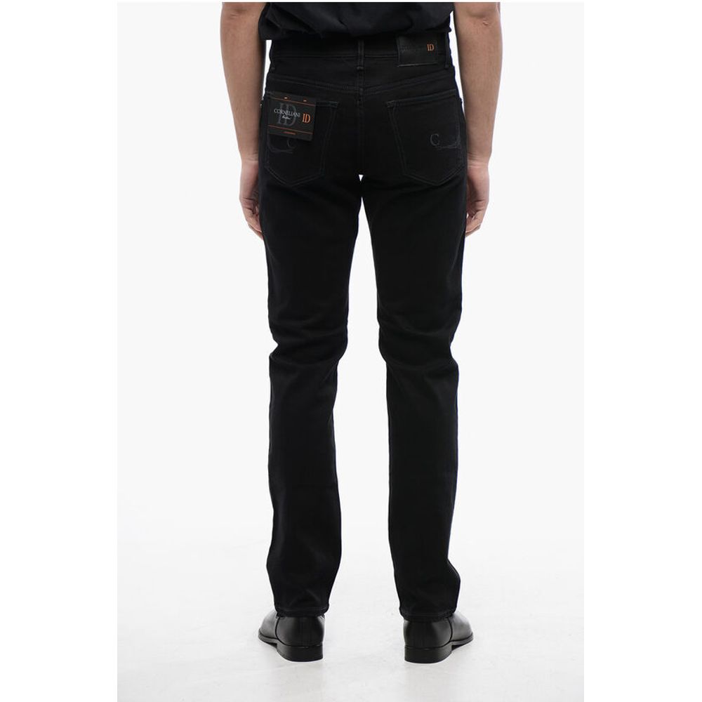 Corneliani ID Stretch Denim Jeans with Embroidered Logo 19cm