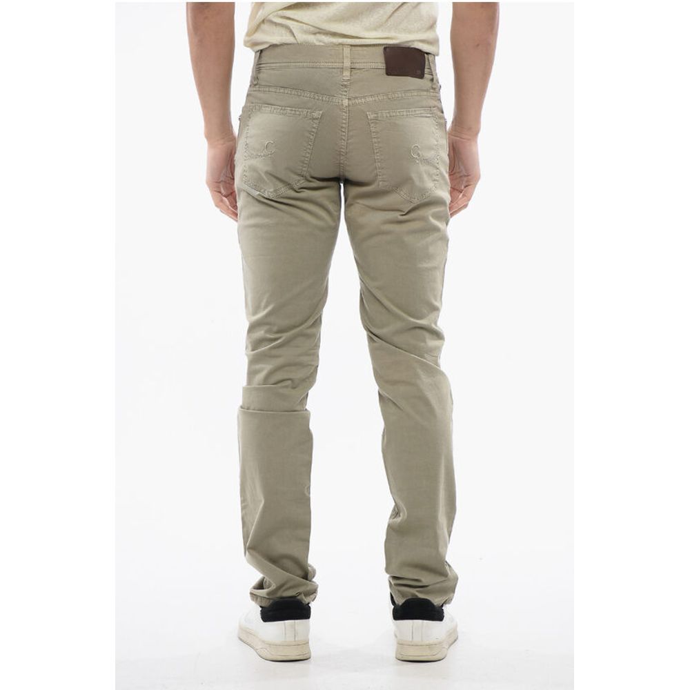 Corneliani ID Stretchy Cotton 5-pocket Pants with Embroidered Logo 17cm