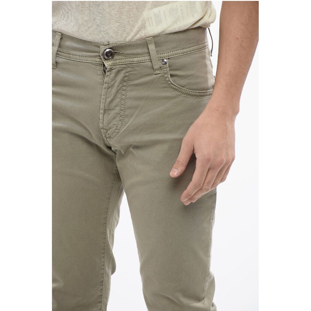 Corneliani ID Stretchy Cotton 5-pocket Pants with Embroidered Logo 17cm