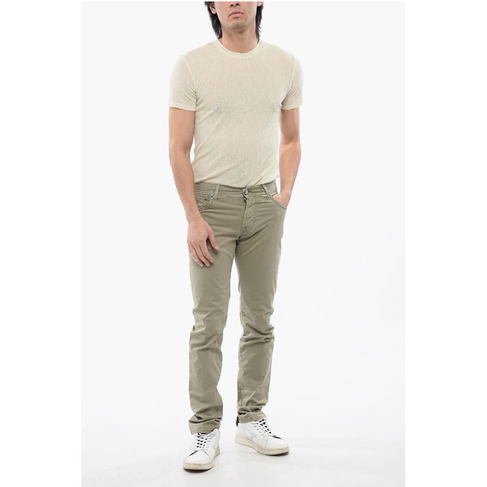 Corneliani ID Stretchy Cotton 5-pocket Pants with Embroidered Logo 17cm