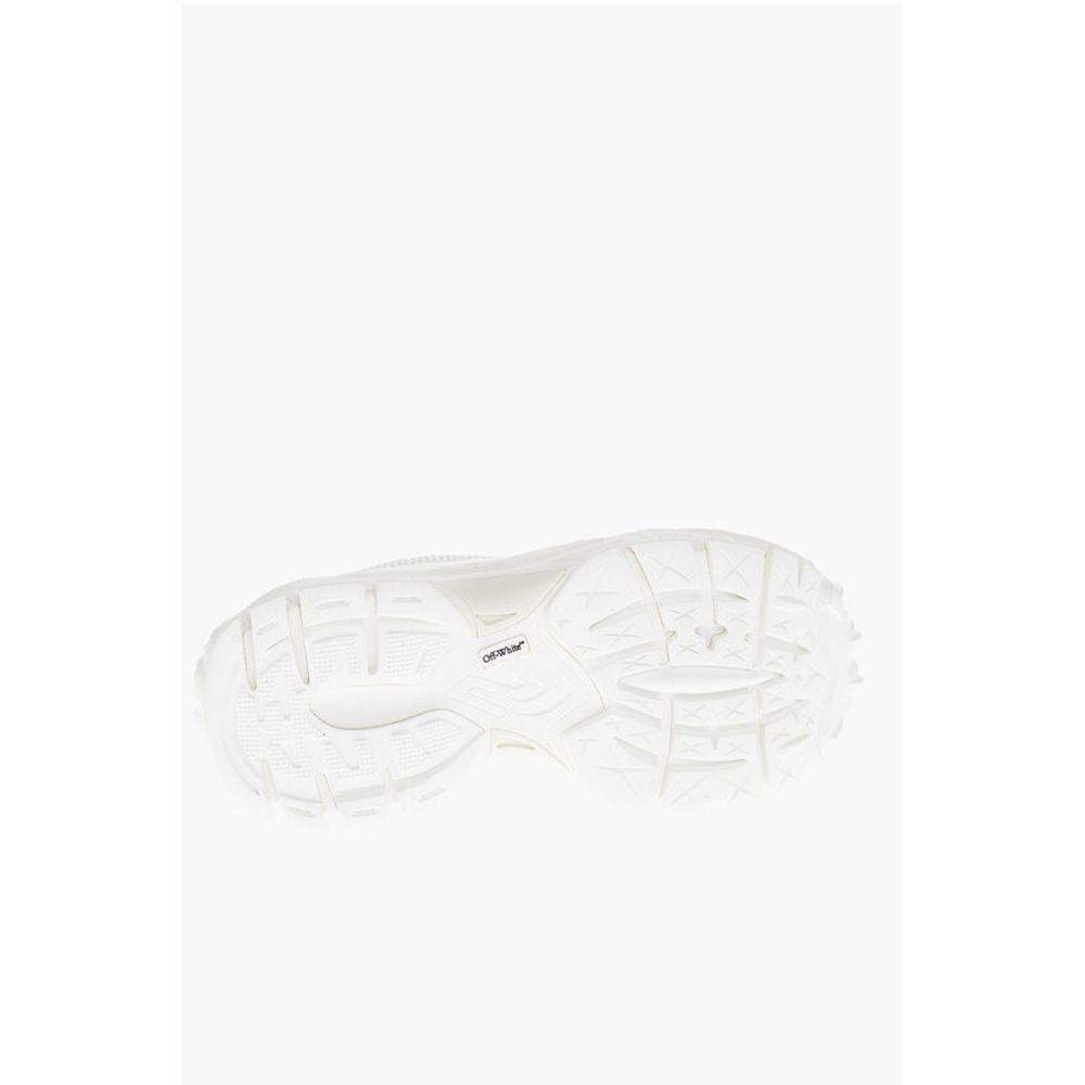 Off-White Solid Color Perforated Fabric Low-Top Sneakers