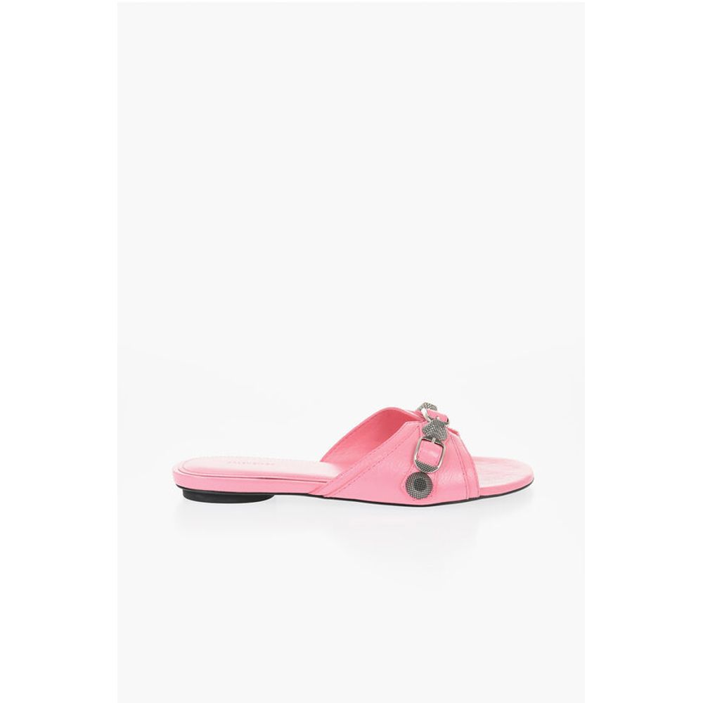 Balenciaga Leather CAGOLE Sandals with Maxi Studs and Buckle