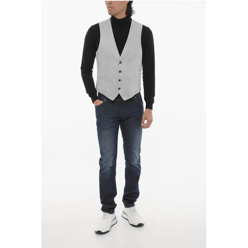 Corneliani CC COLLECTION Wool Blend Waistcoat with Contrasting Buttons