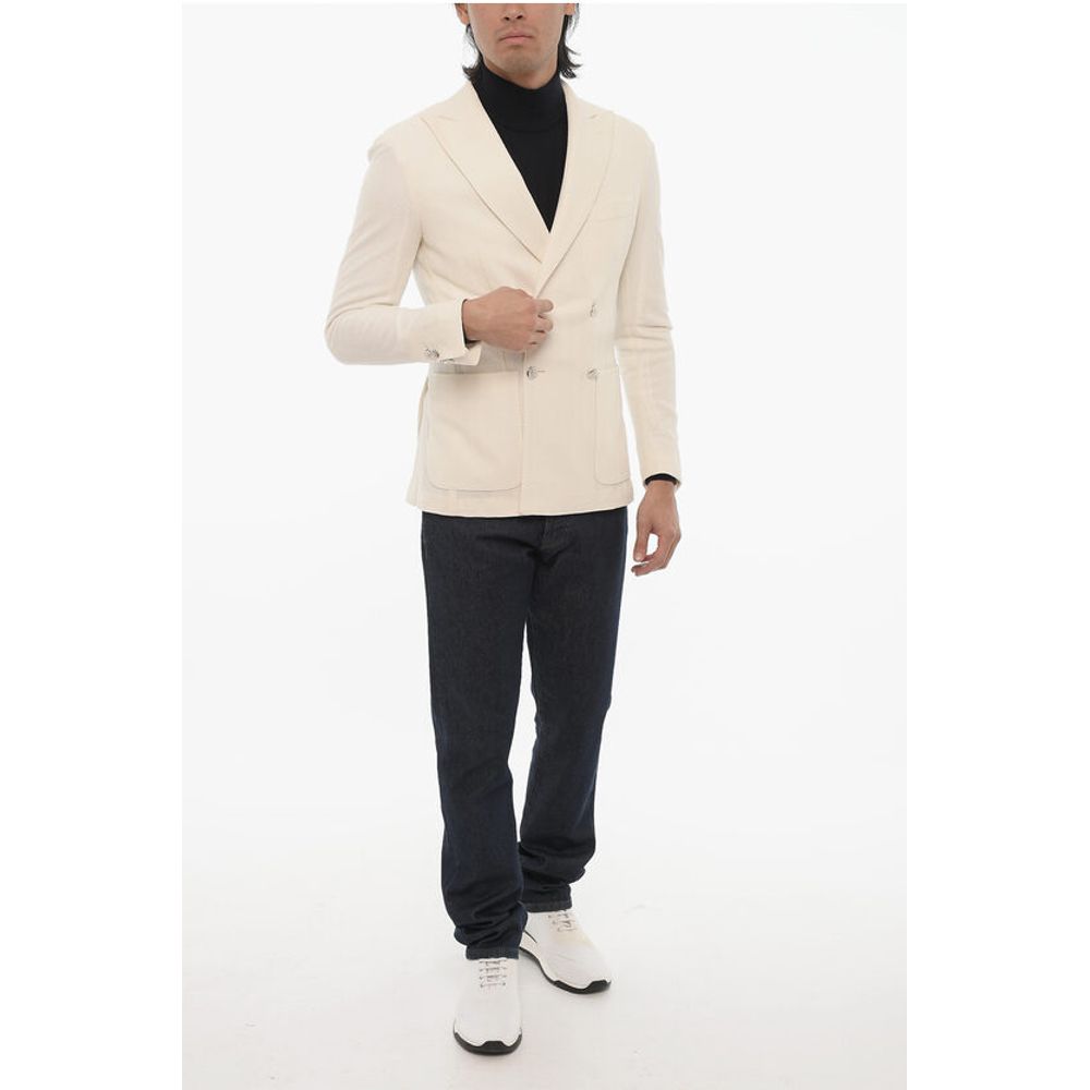 Corneliani Center Vent Peak Lapel Double Breasted Blazer