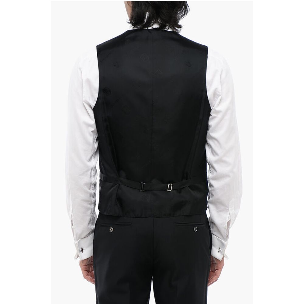 Corneliani Embroidered Silk ACADEMY CERIMO Waistcoat with 4-Buttons