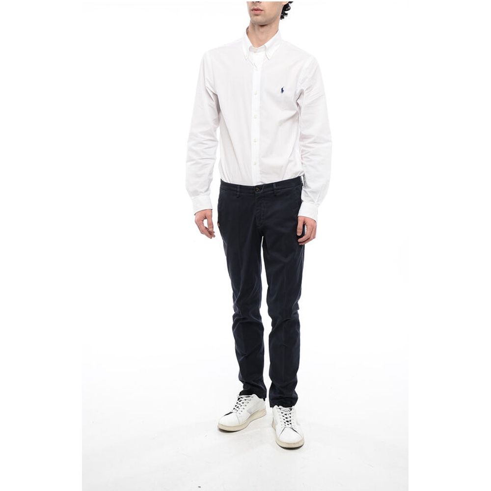Corneliani CC COLLECTION Cotton Blend Chinos Pants with Belt Loops