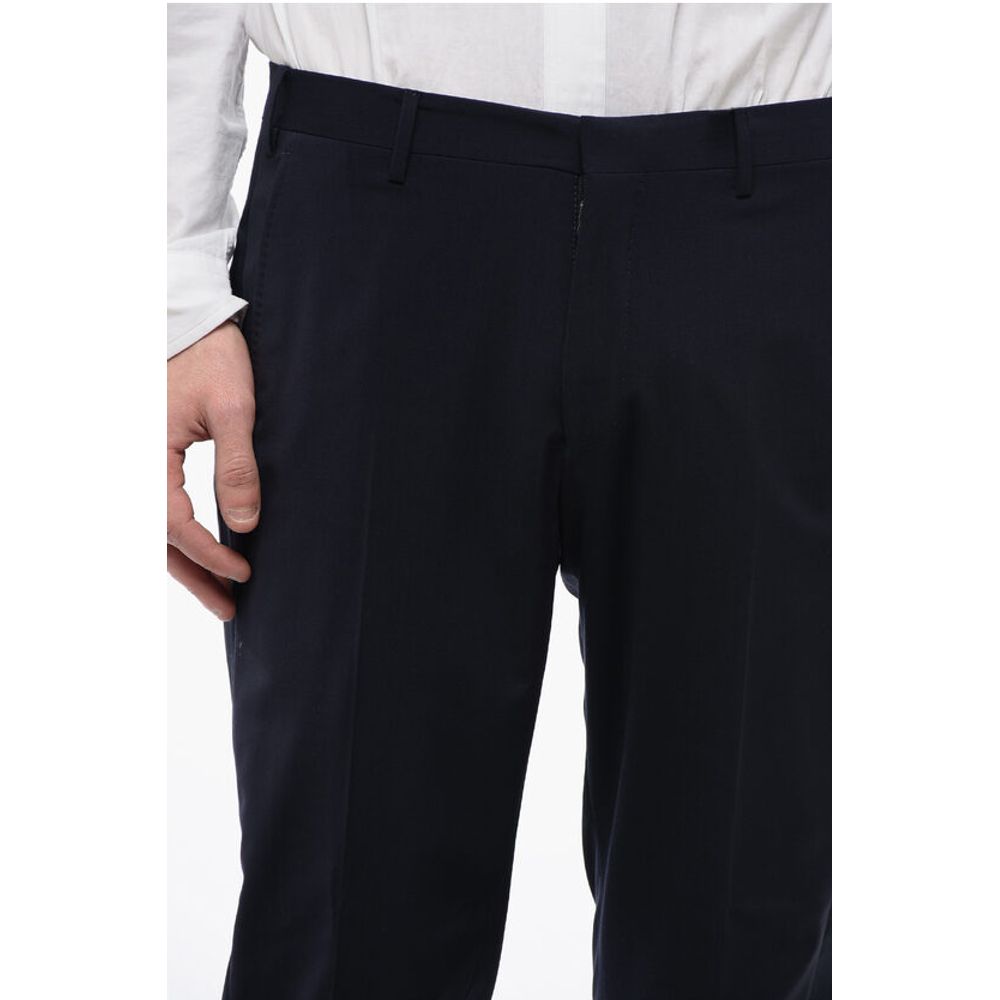 Corneliani CC COLLECTION Wool Pants with Satin Inserts