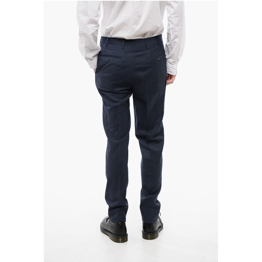 Corneliani CC COLLECTION Virgin Wool Pants with Check Pattern
