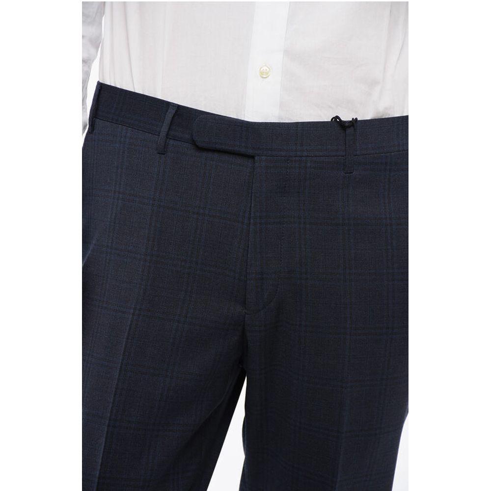 Corneliani CC COLLECTION Virgin Wool Pants with Check Pattern