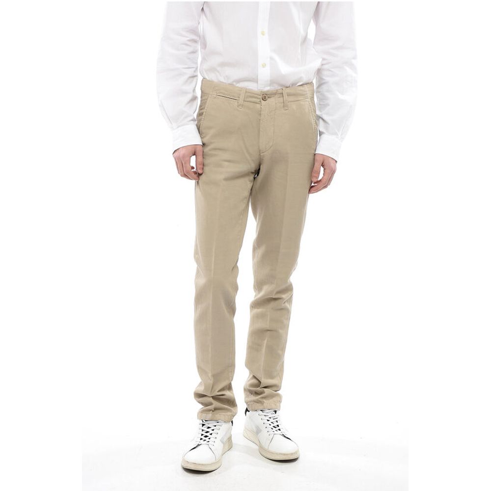 Corneliani ID Linen and Cotton Chinos Pants with Belt Loops