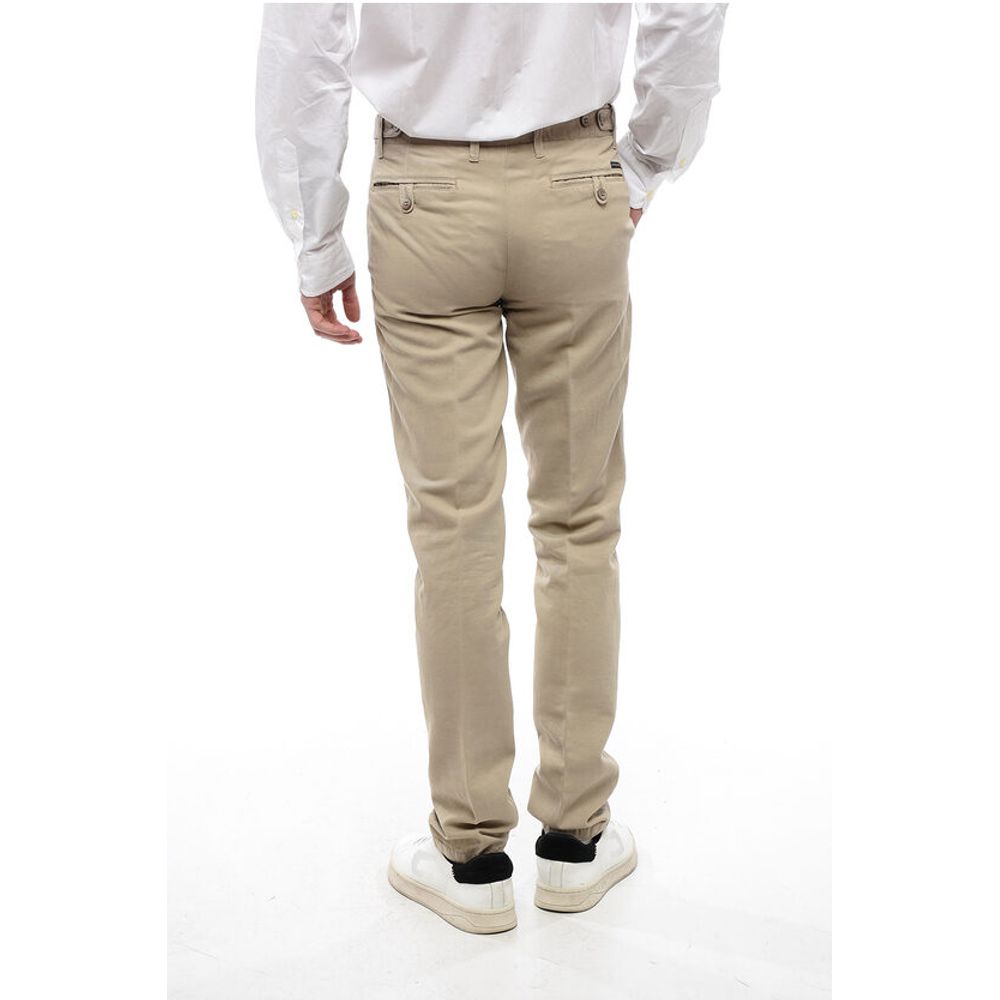 Corneliani ID Linen and Cotton Chinos Pants with Belt Loops