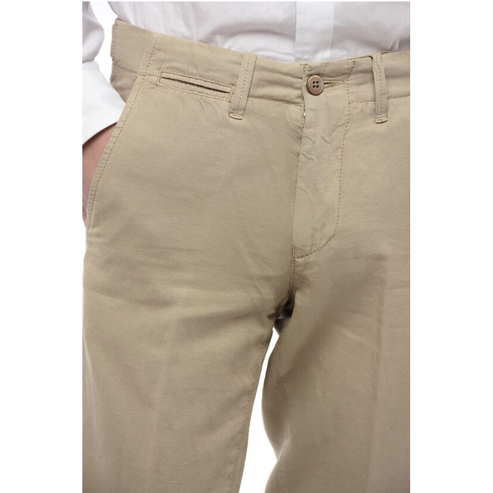 Corneliani ID Linen and Cotton Chinos Pants with Belt Loops