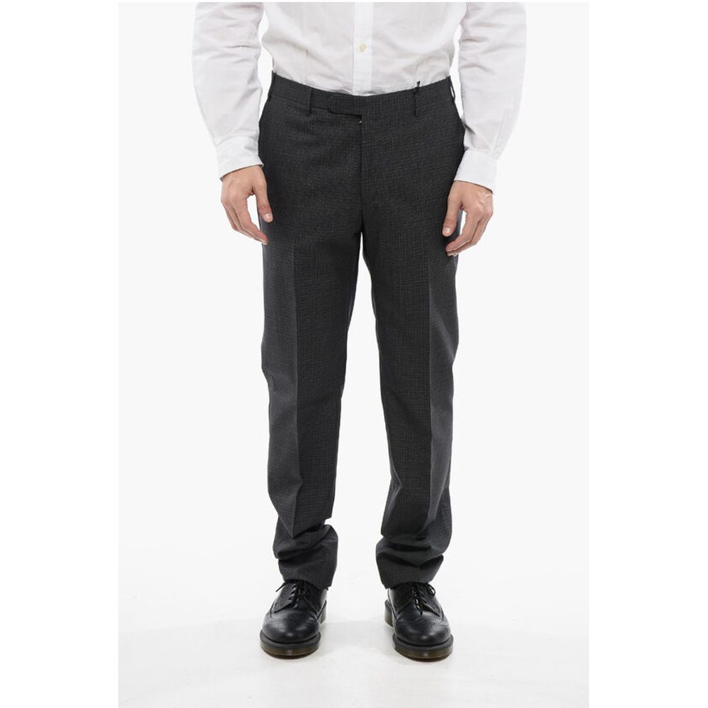Corneliani CC COLLECTION Virgin Wool Pants with Check Pattern