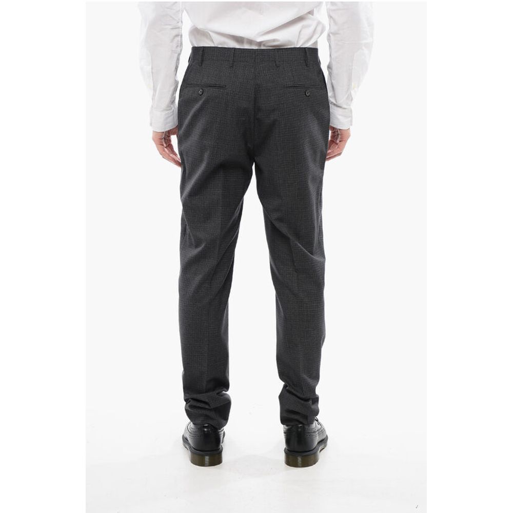 Corneliani CC COLLECTION Virgin Wool Pants with Check Pattern