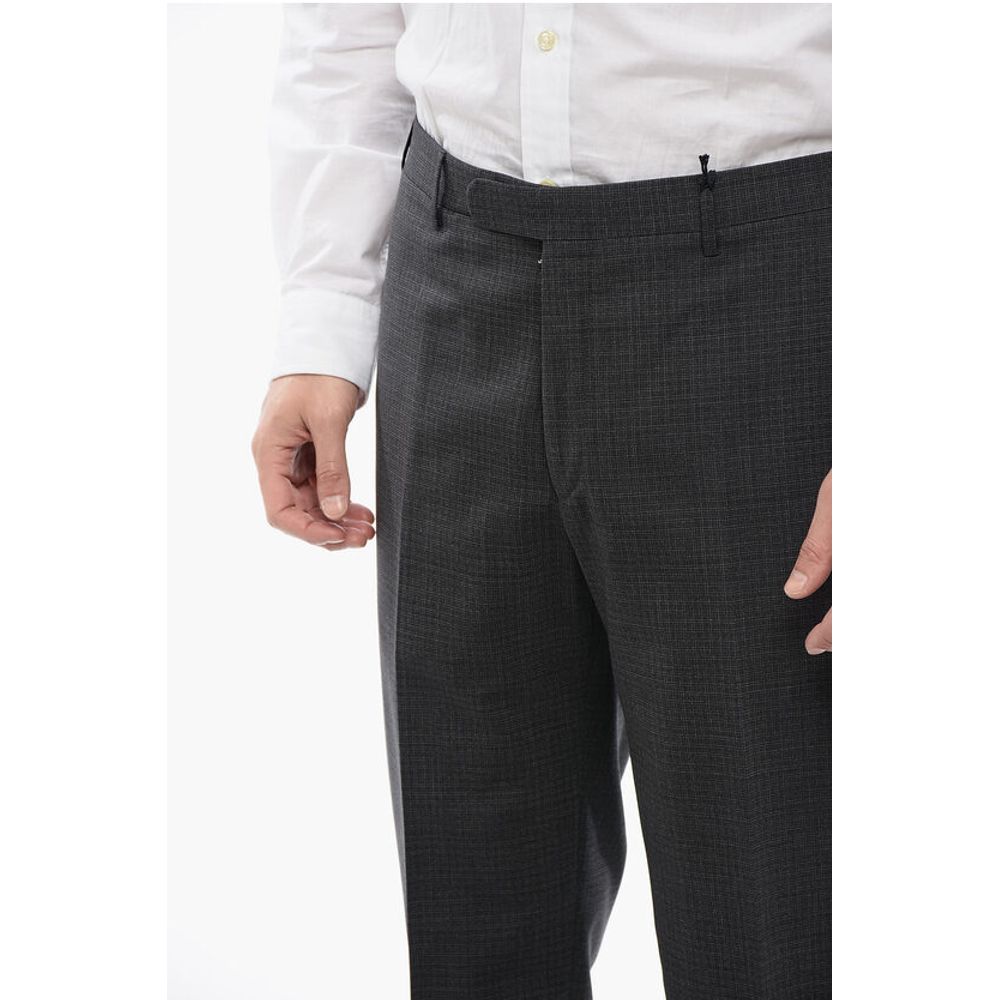 Corneliani CC COLLECTION Virgin Wool Pants with Check Pattern