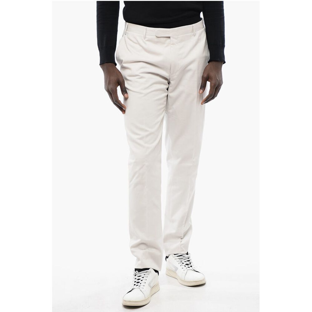 Corneliani CC COLLECTION Cotton and Cashmere Pants with Scalloped Hem