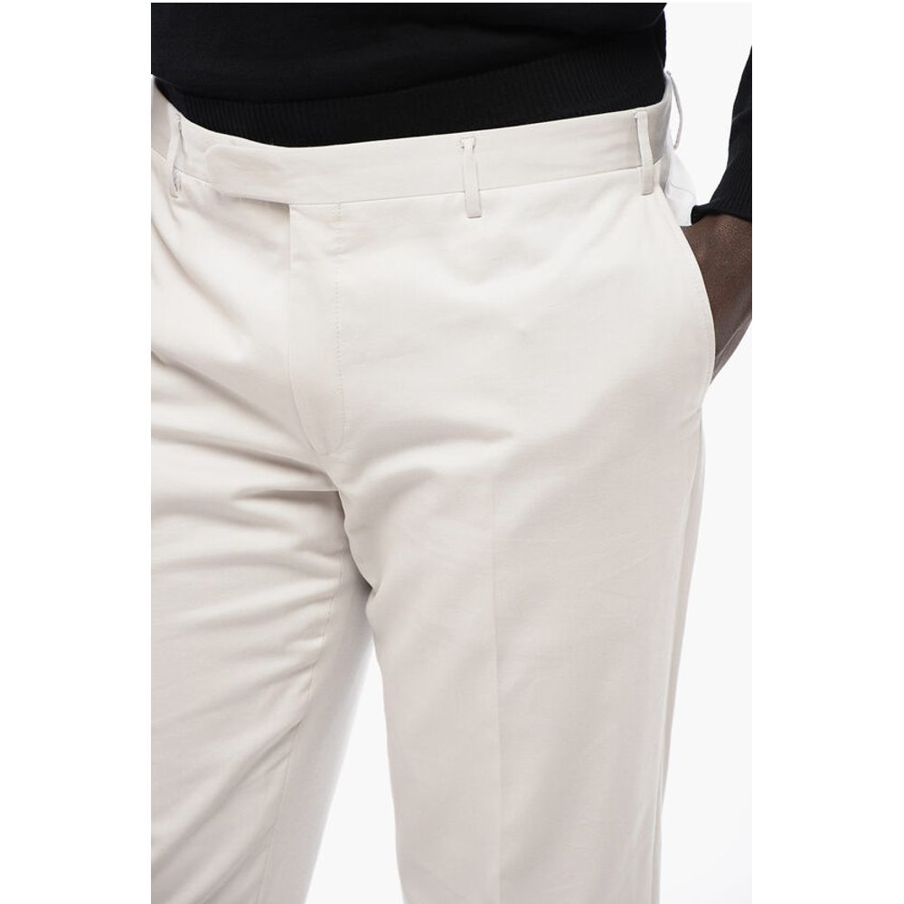 Corneliani CC COLLECTION Cotton and Cashmere Pants with Scalloped Hem