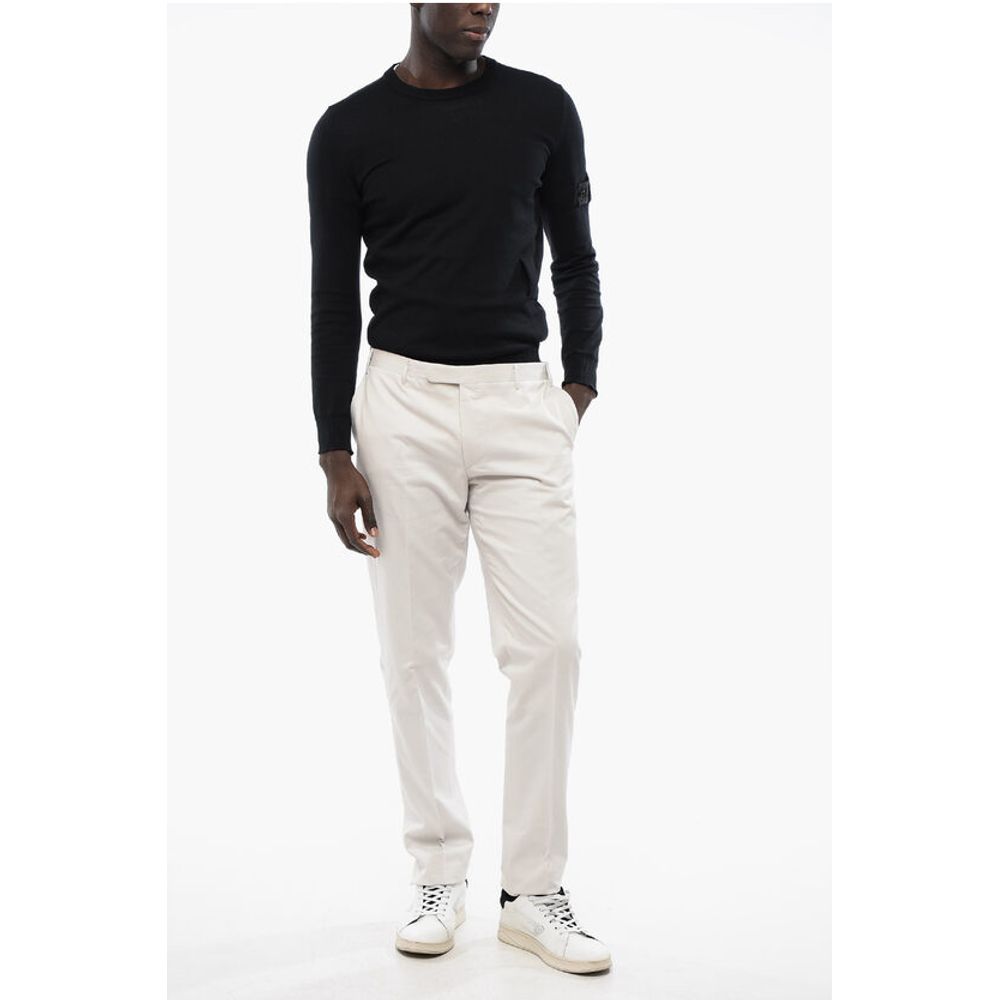 Corneliani CC COLLECTION Cotton and Cashmere Pants with Scalloped Hem