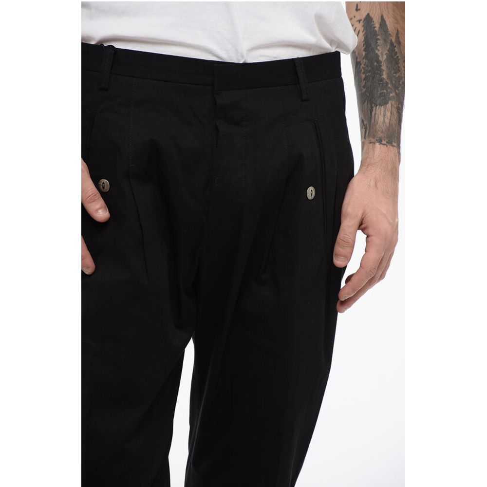 Corneliani TREND Cotton Single Pleat Pants with Hidden Closure