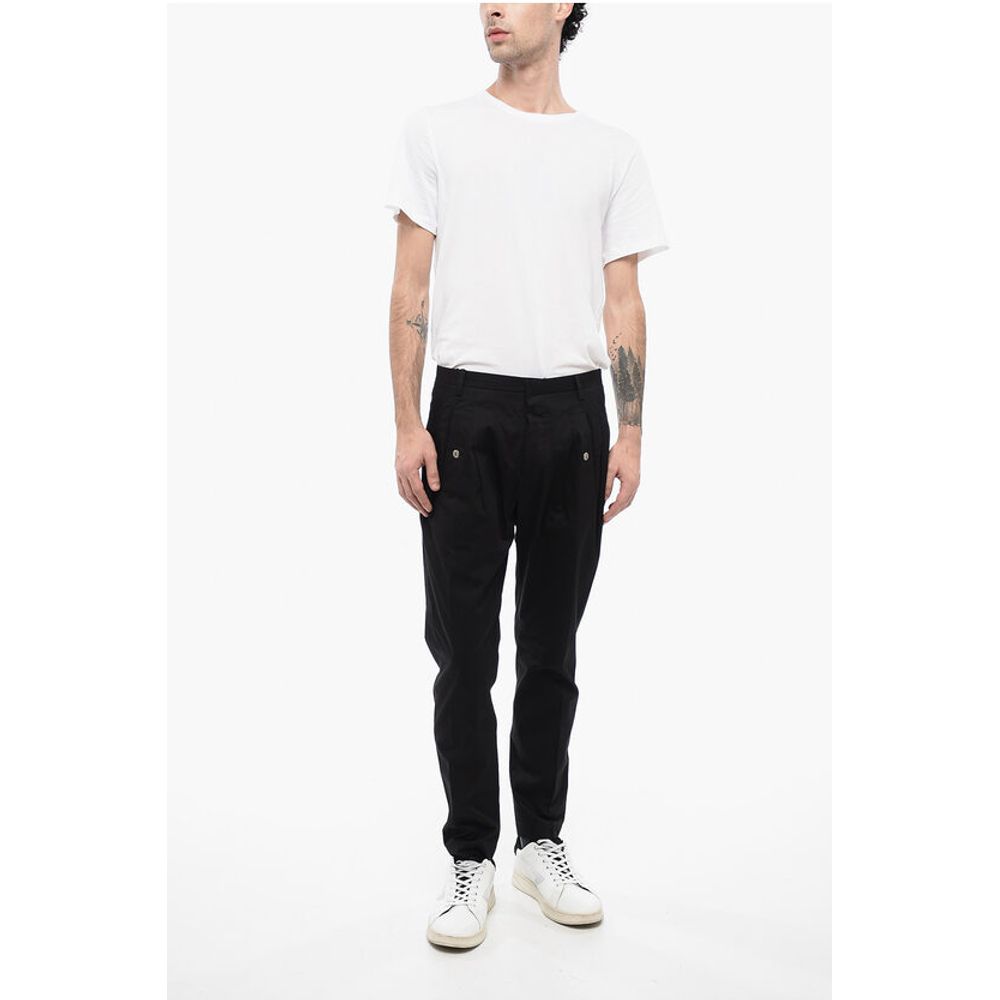 Corneliani TREND Cotton Single Pleat Pants with Hidden Closure