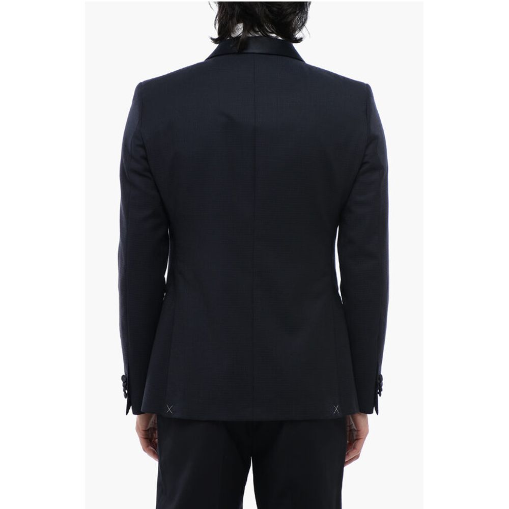 Corneliani CC COLLECTION Virgin Wool Side Vents Shawl Lapel Tuxedo Blaz