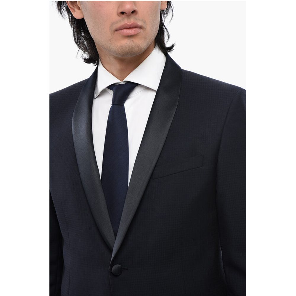 Corneliani CC COLLECTION Virgin Wool Side Vents Shawl Lapel Tuxedo Blaz