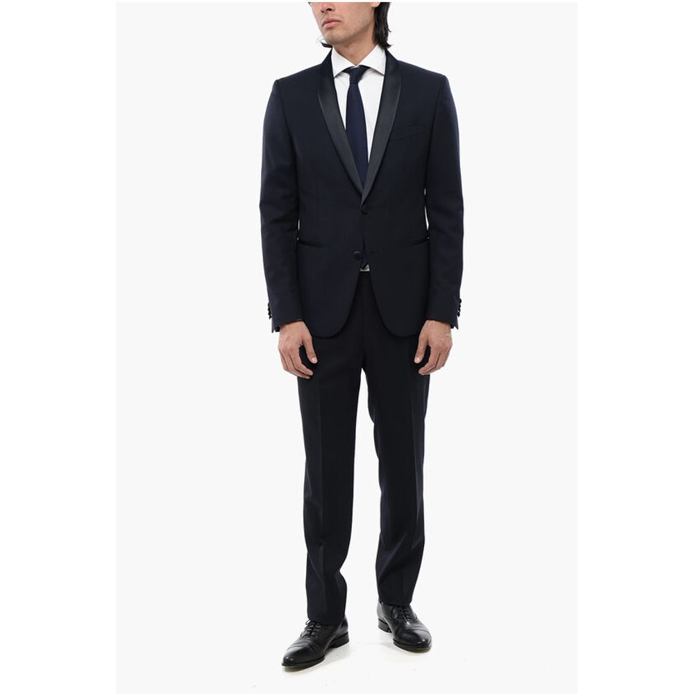 Corneliani CC COLLECTION Virgin Wool Side Vents Shawl Lapel Tuxedo Blaz