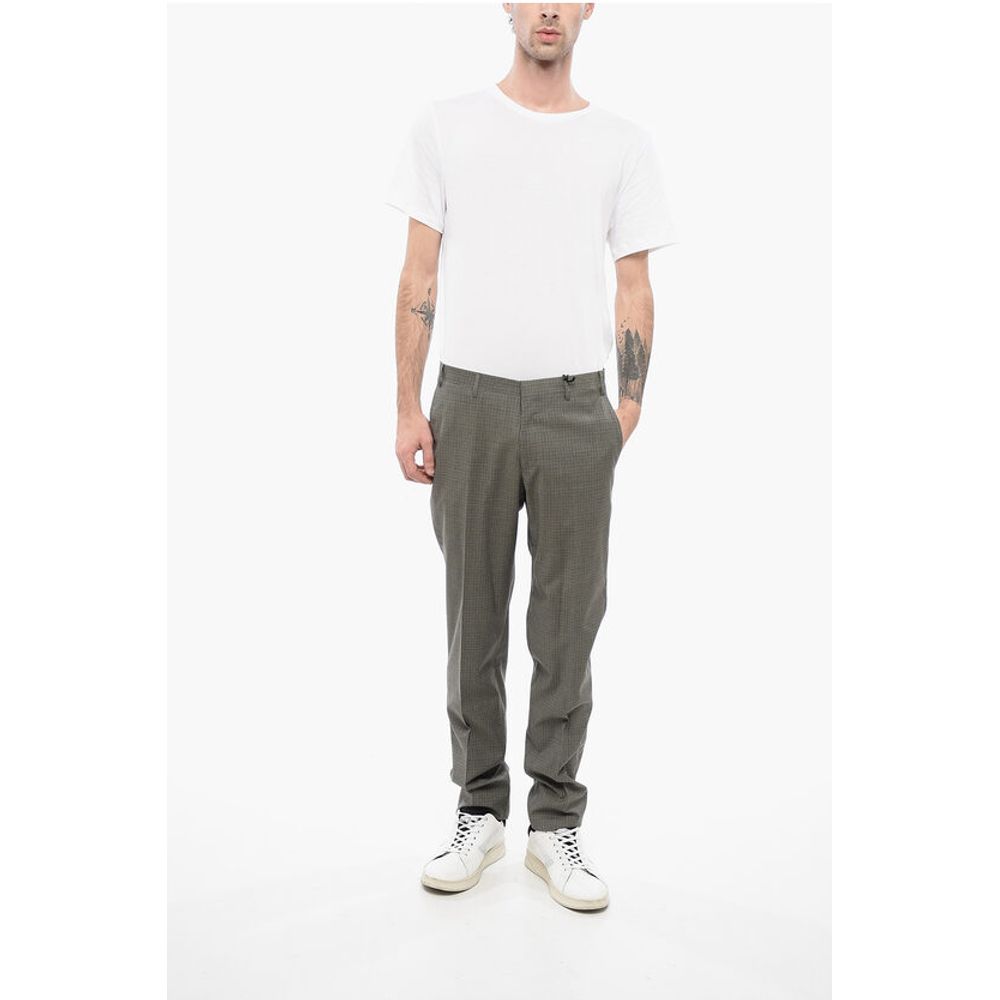 Corneliani CC COLLECTION Micro Checked Virgin Wool RESET Pants