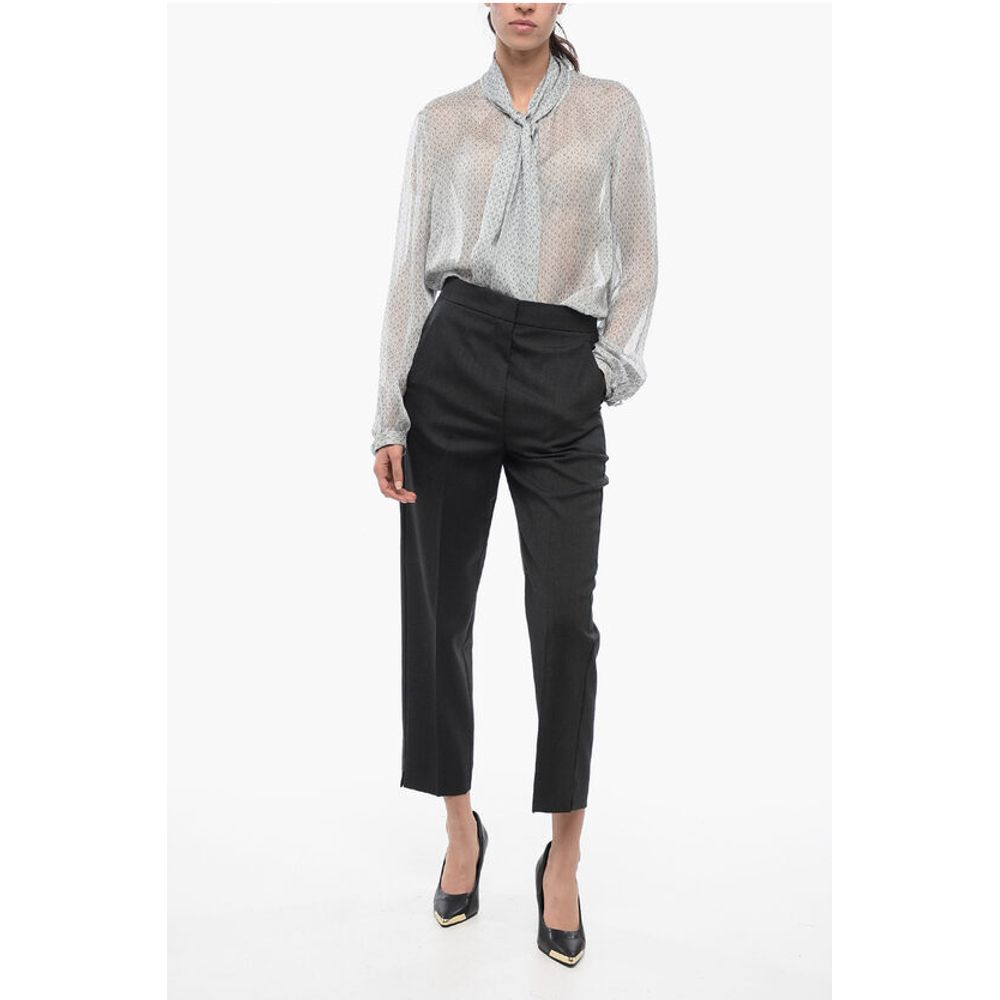 Chloé Front-pleated Pants with Hopsack Motif
