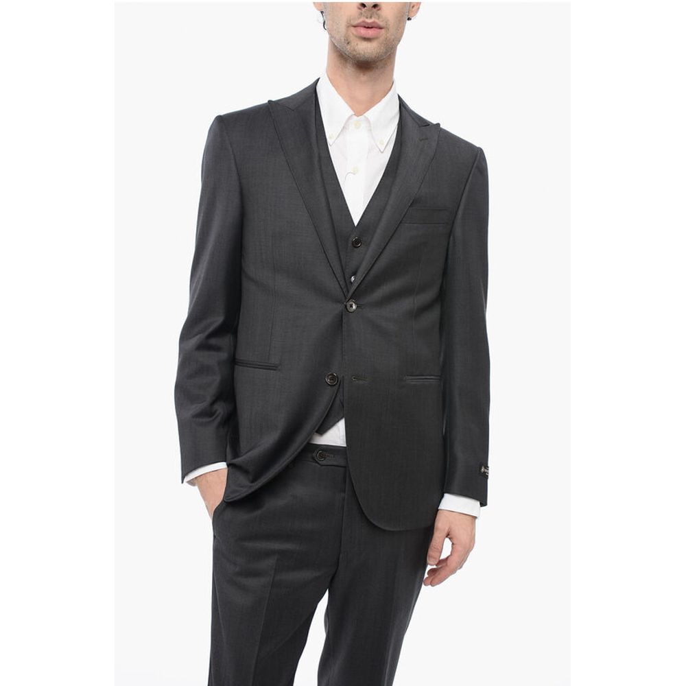 Corneliani Center Vent Peak Lapel CERIM.ACADEMY 3 Piece Waistcoat Suit