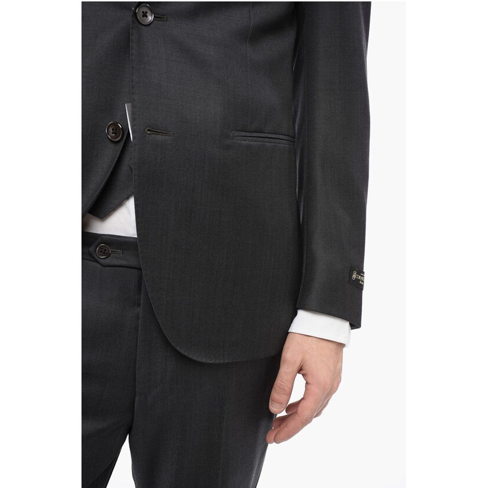 Corneliani Center Vent Peak Lapel CERIM.ACADEMY 3 Piece Waistcoat Suit