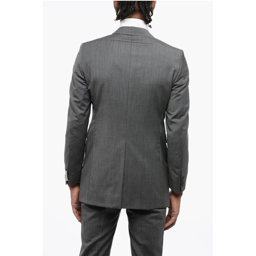 Corneliani CC COLLECTION Pinstriped Center Vent Peak Lapel CERIM.REFINE