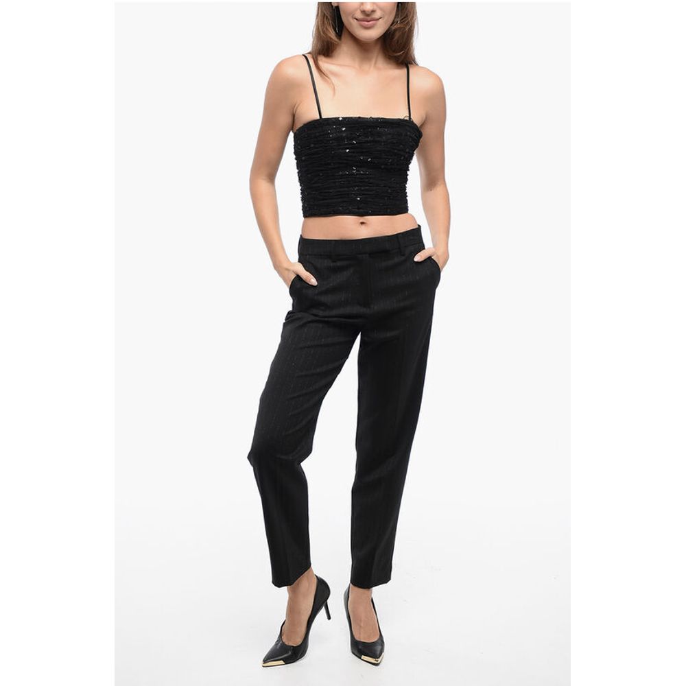 True Royal Straight-Fit Pants with Lurex Striped Motif