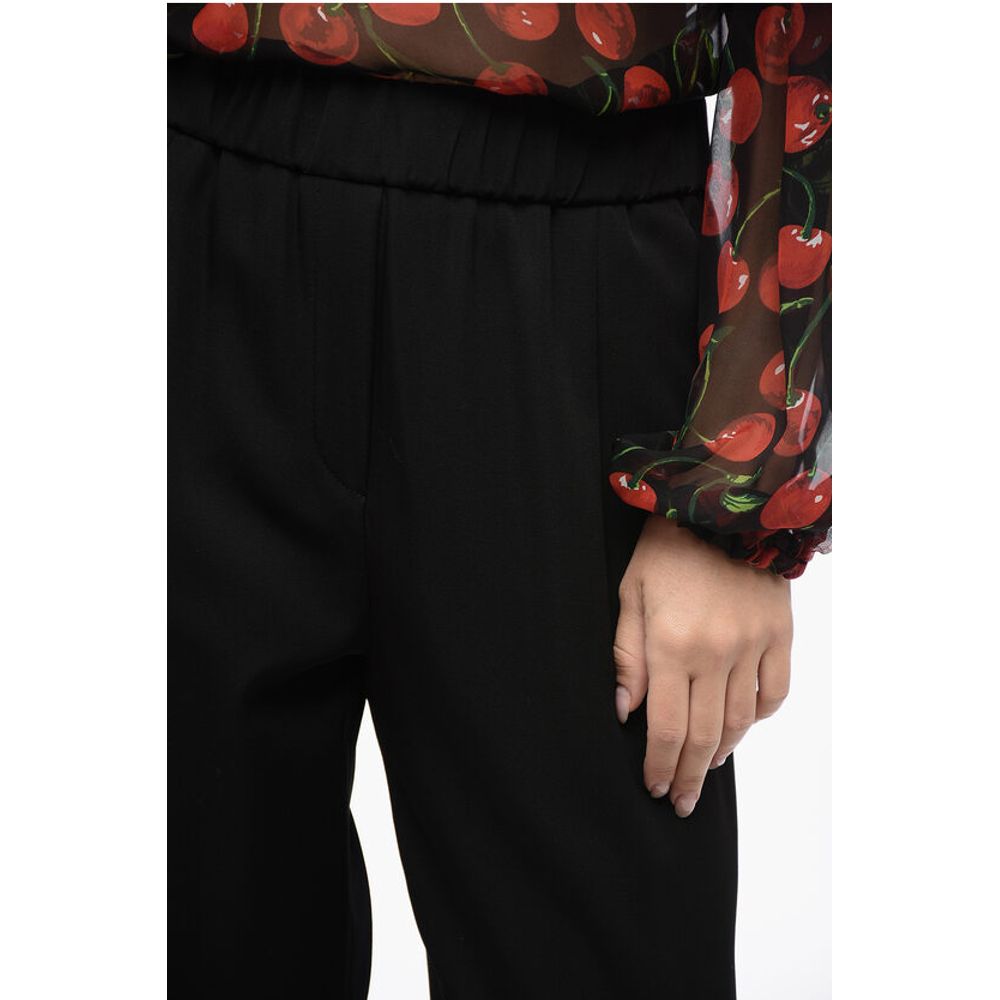 Armani Virgin Wool Straight-Fit Pants with Drawstring