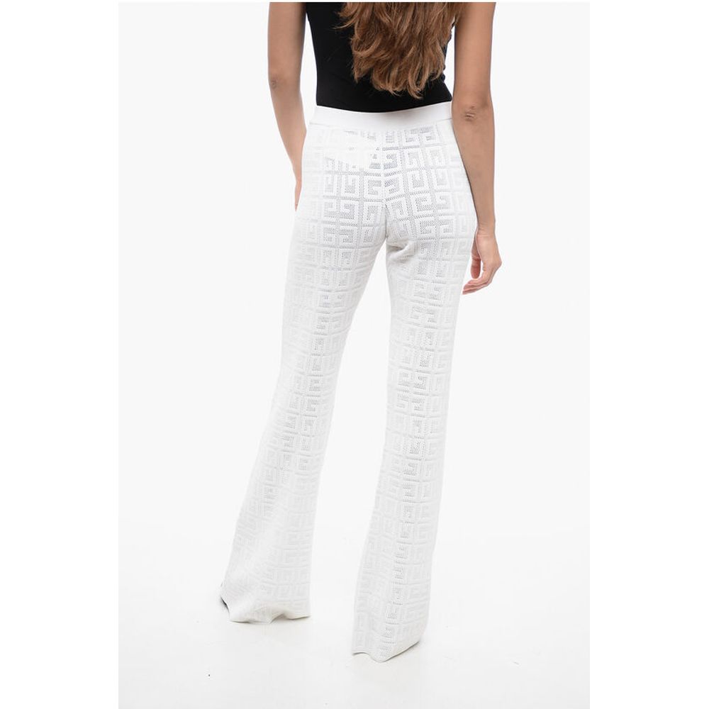 Givenchy Perforated Viscose Blend Flared Fit Pants with Monogram Moti