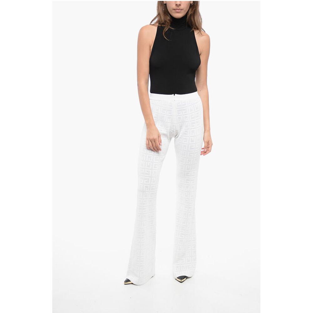 Givenchy Perforated Viscose Blend Flared Fit Pants with Monogram Moti